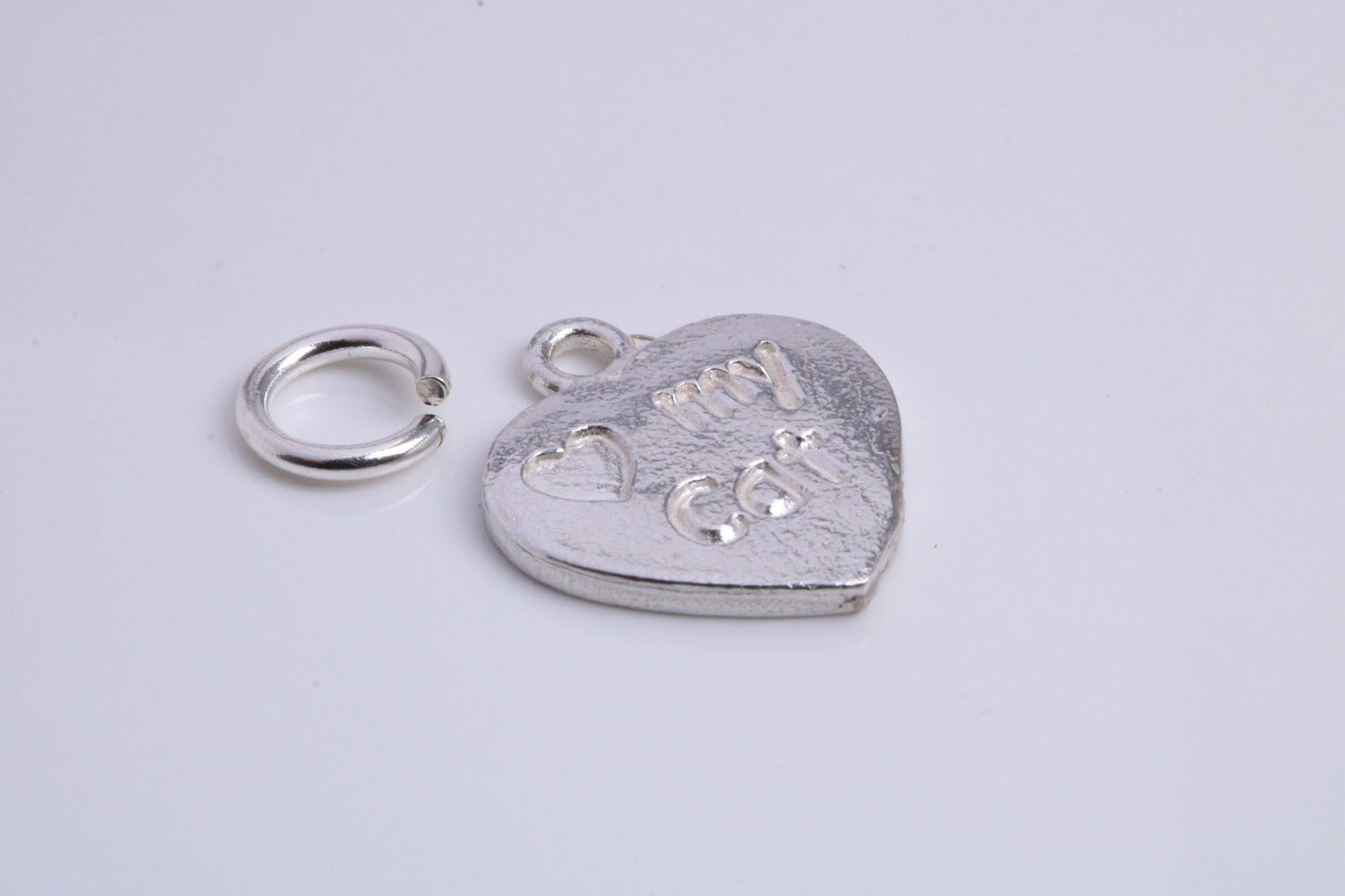 Love My Cat Charm, Traditional Charm, Made from Solid 925 Grade Sterling Silver, Complete with Attachment Link