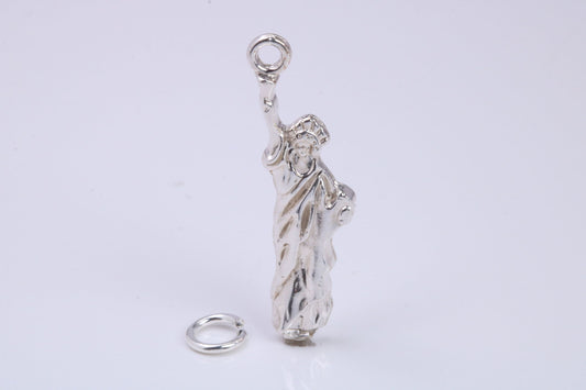 Statue of Liberty Charm, Traditional Charm, Made from Solid 925 Grade Sterling Silver, Complete with Attachment Link