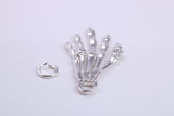 Skeleton Hand Charm, Traditional Charm, Made from Solid 925 Grade Sterling Silver, Complete with Attachment Link