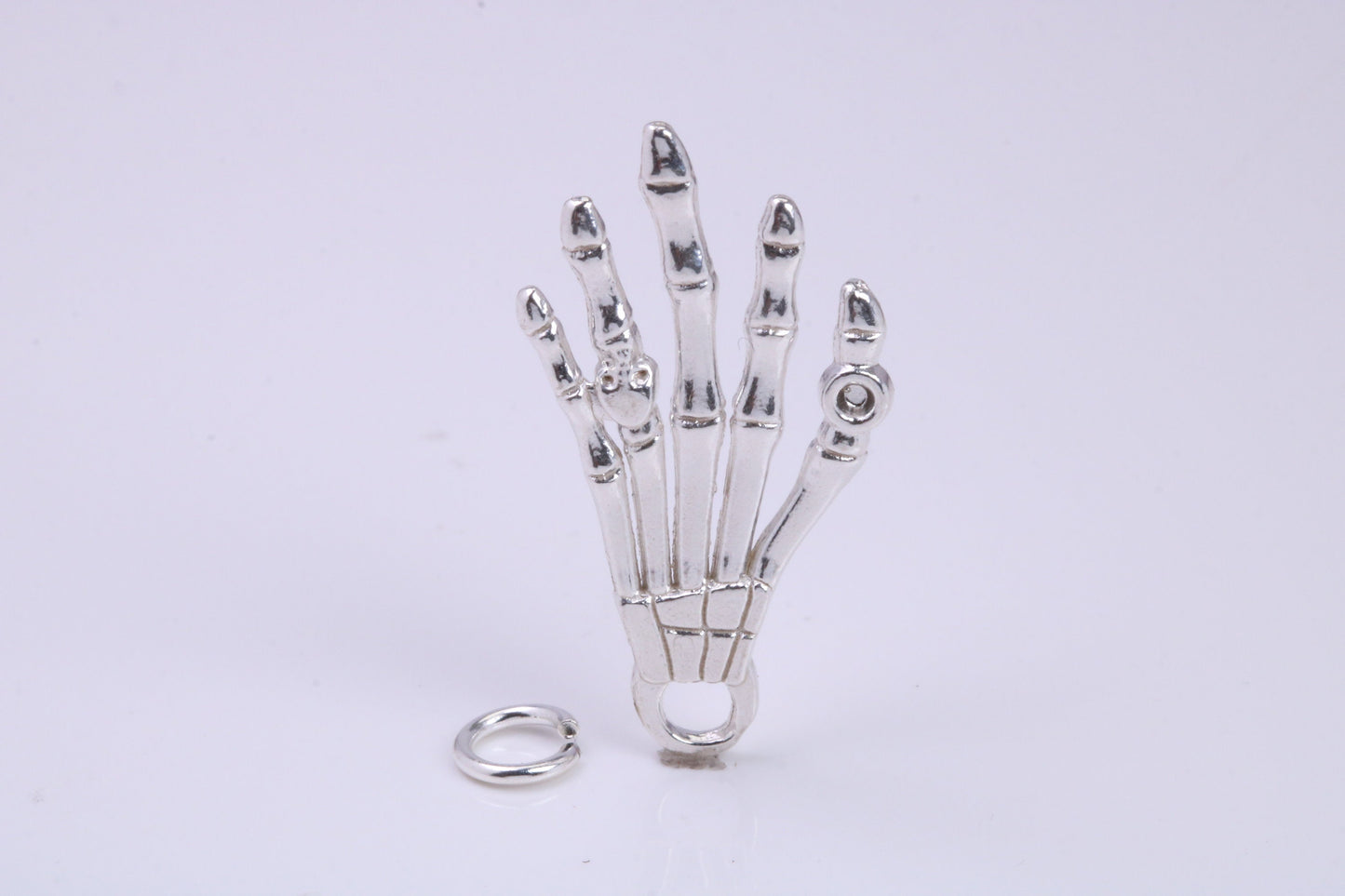 Skeleton Hand Charm, Traditional Charm, Made from Solid 925 Grade Sterling Silver, Complete with Attachment Link