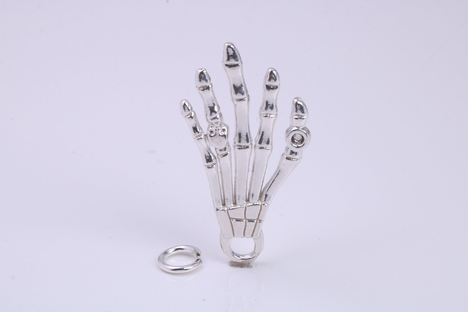 Skeleton Hand Charm, Traditional Charm, Made from Solid 925 Grade Sterling Silver, Complete with Attachment Link