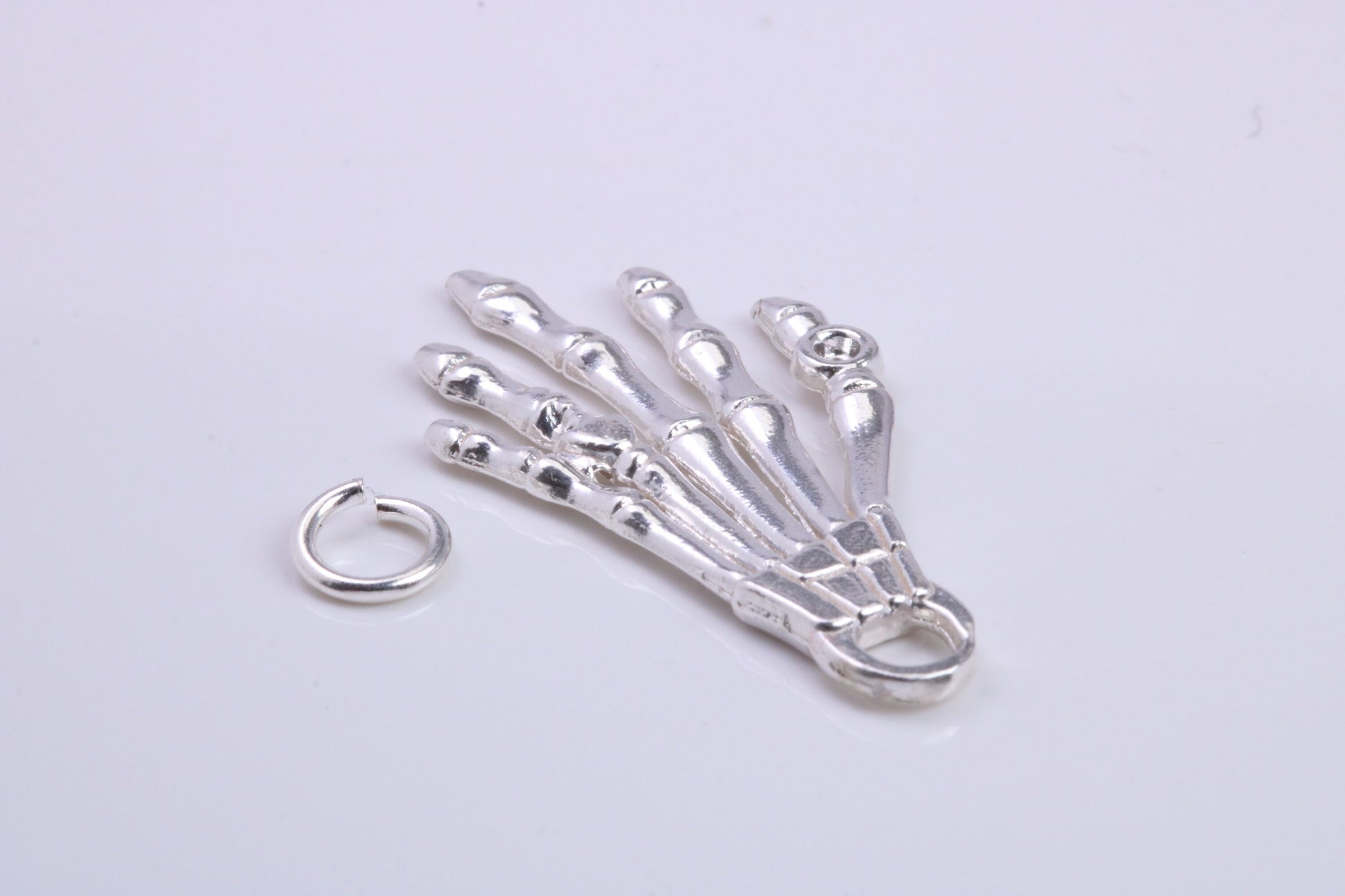 Skeleton Hand Charm, Traditional Charm, Made from Solid 925 Grade Sterling Silver, Complete with Attachment Link