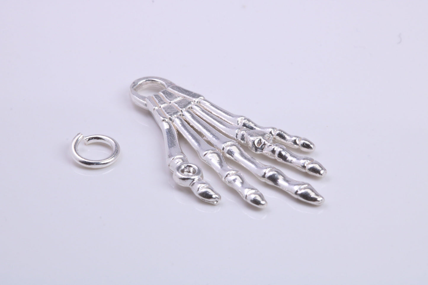 Skeleton Hand Charm, Traditional Charm, Made from Solid 925 Grade Sterling Silver, Complete with Attachment Link