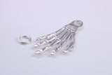 Skeleton Hand Charm, Traditional Charm, Made from Solid 925 Grade Sterling Silver, Complete with Attachment Link