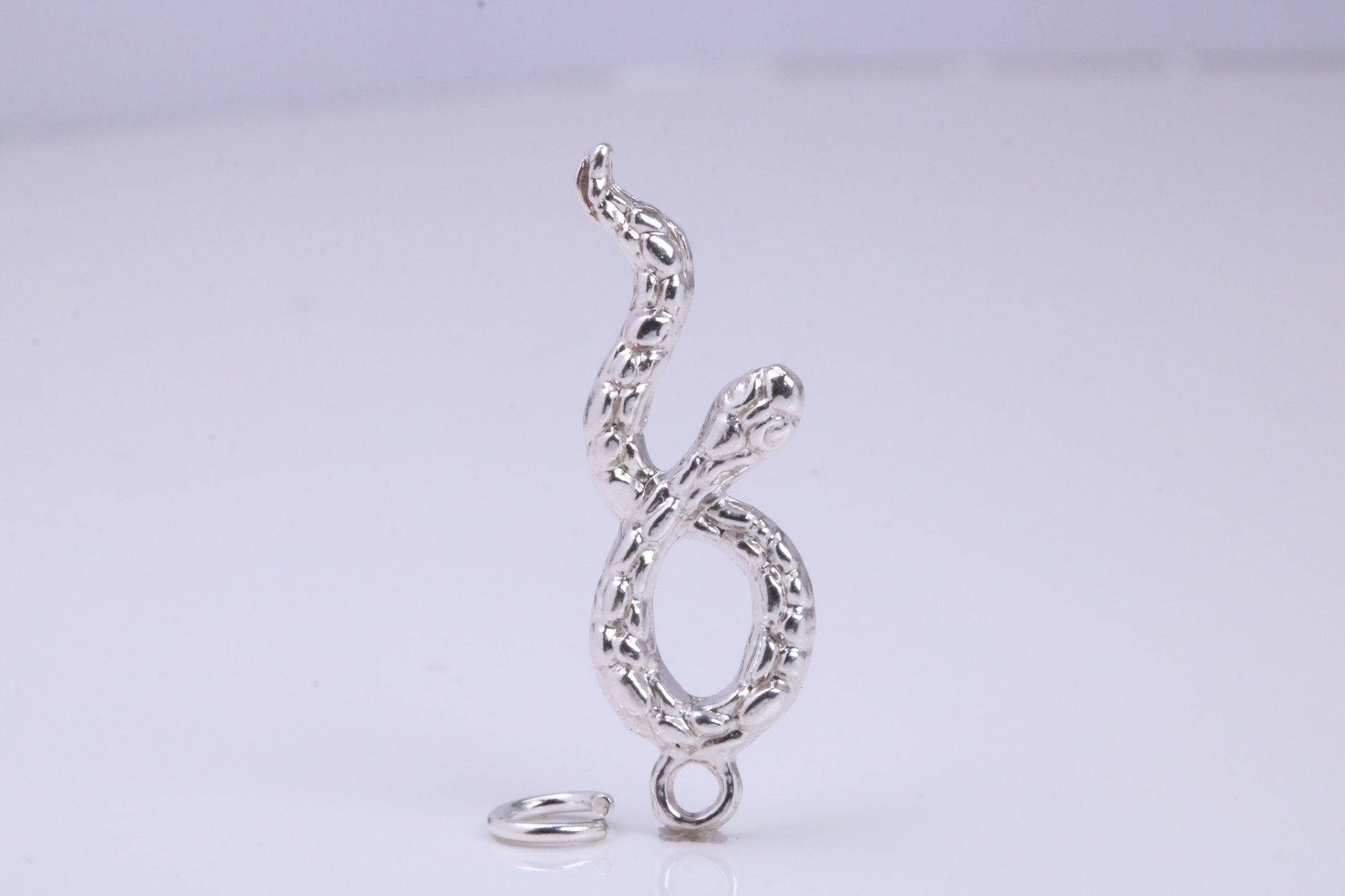 Snake Charm, Traditional Charm, Made from Solid 925 Grade Sterling Silver, Complete with Attachment Link