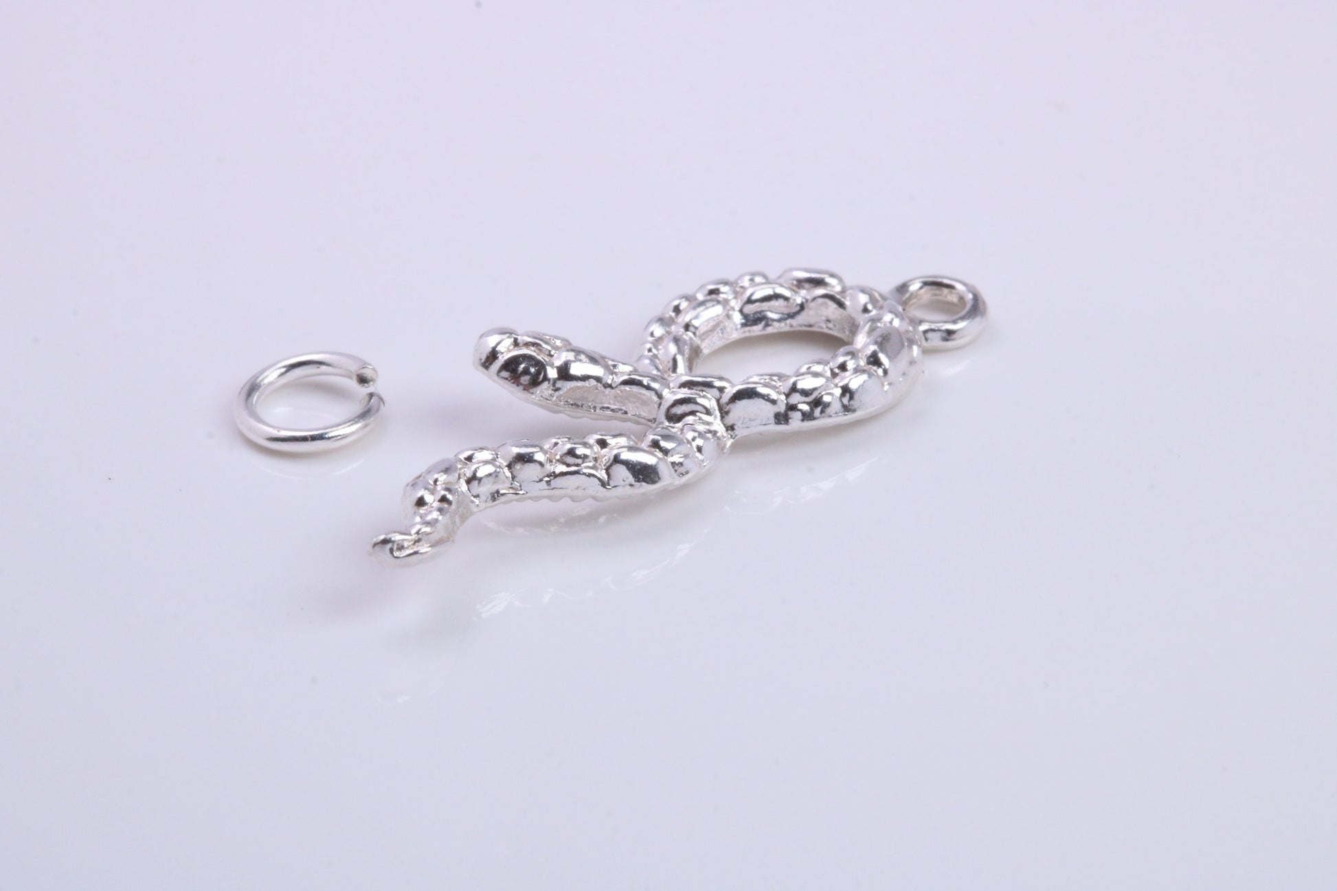 Snake Charm, Traditional Charm, Made from Solid 925 Grade Sterling Silver, Complete with Attachment Link