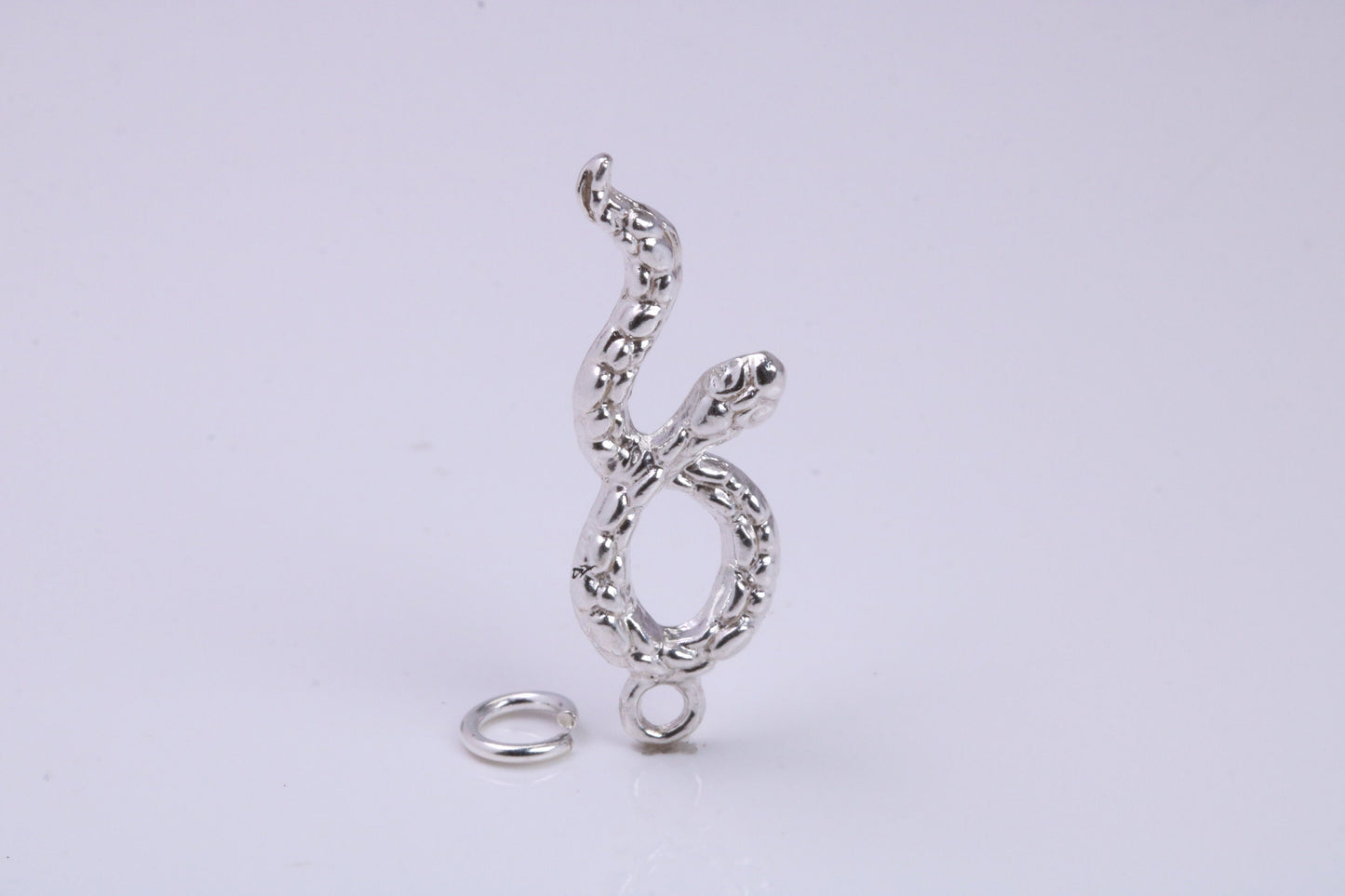 Snake Charm, Traditional Charm, Made from Solid 925 Grade Sterling Silver, Complete with Attachment Link