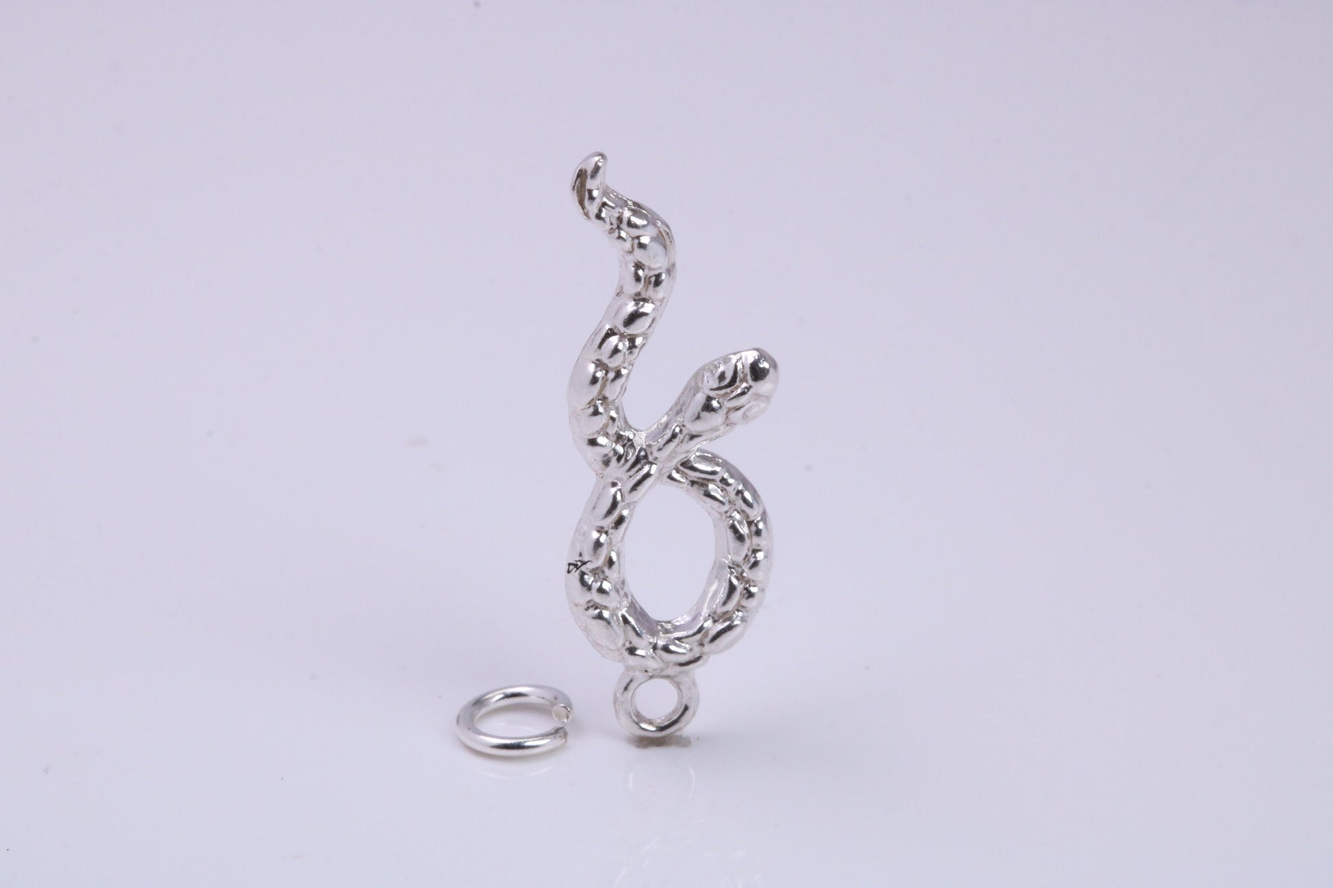 Snake Charm, Traditional Charm, Made from Solid 925 Grade Sterling Silver, Complete with Attachment Link
