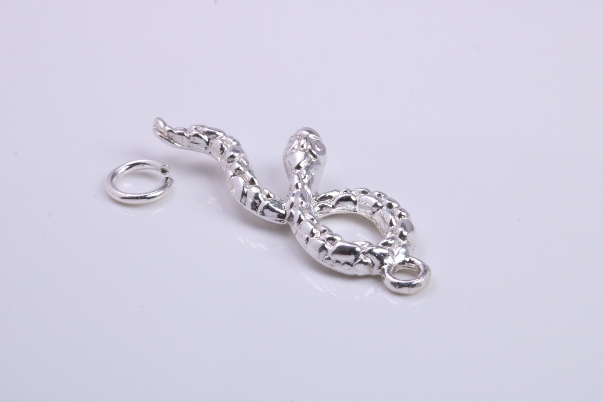 Snake Charm, Traditional Charm, Made from Solid 925 Grade Sterling Silver, Complete with Attachment Link
