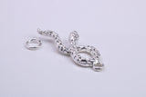 Snake Charm, Traditional Charm, Made from Solid 925 Grade Sterling Silver, Complete with Attachment Link