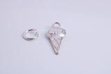 Ice Cream Cone Charm, Traditional Charm, Made from Solid 925 Grade Sterling Silver, Complete with Attachment Link