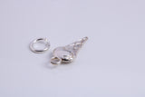 Ice Cream Cone Charm, Traditional Charm, Made from Solid 925 Grade Sterling Silver, Complete with Attachment Link