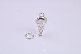 Ice Cream Cone Charm, Traditional Charm, Made from Solid 925 Grade Sterling Silver, Complete with Attachment Link