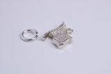 USA Flag Charm, Traditional Charm, Made from Solid 925 Grade Sterling Silver, Complete with Attachment Link