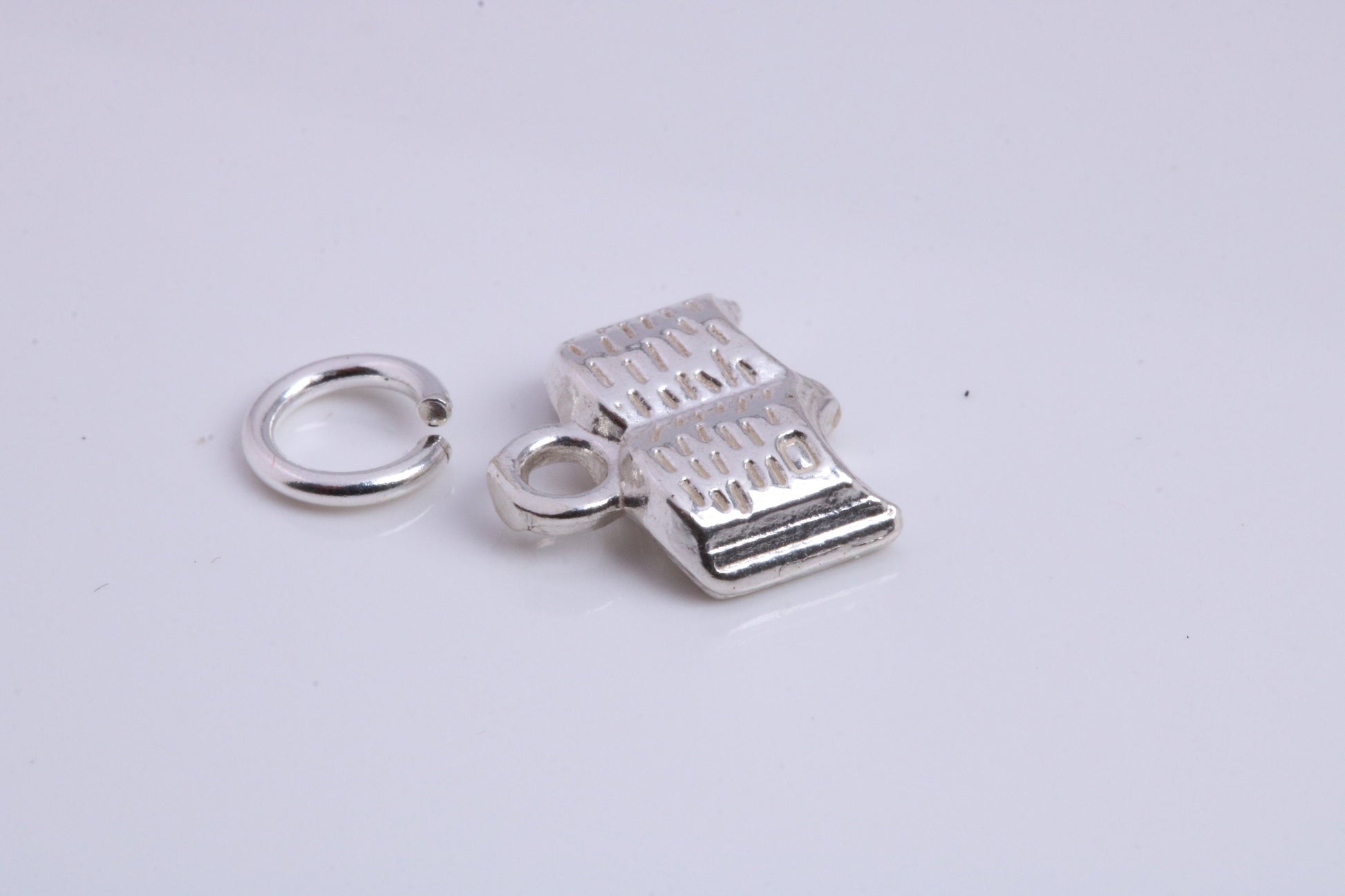 Book Charm, Traditional Charm, Made from Solid 925 Grade Sterling Silver, Complete with Attachment Link