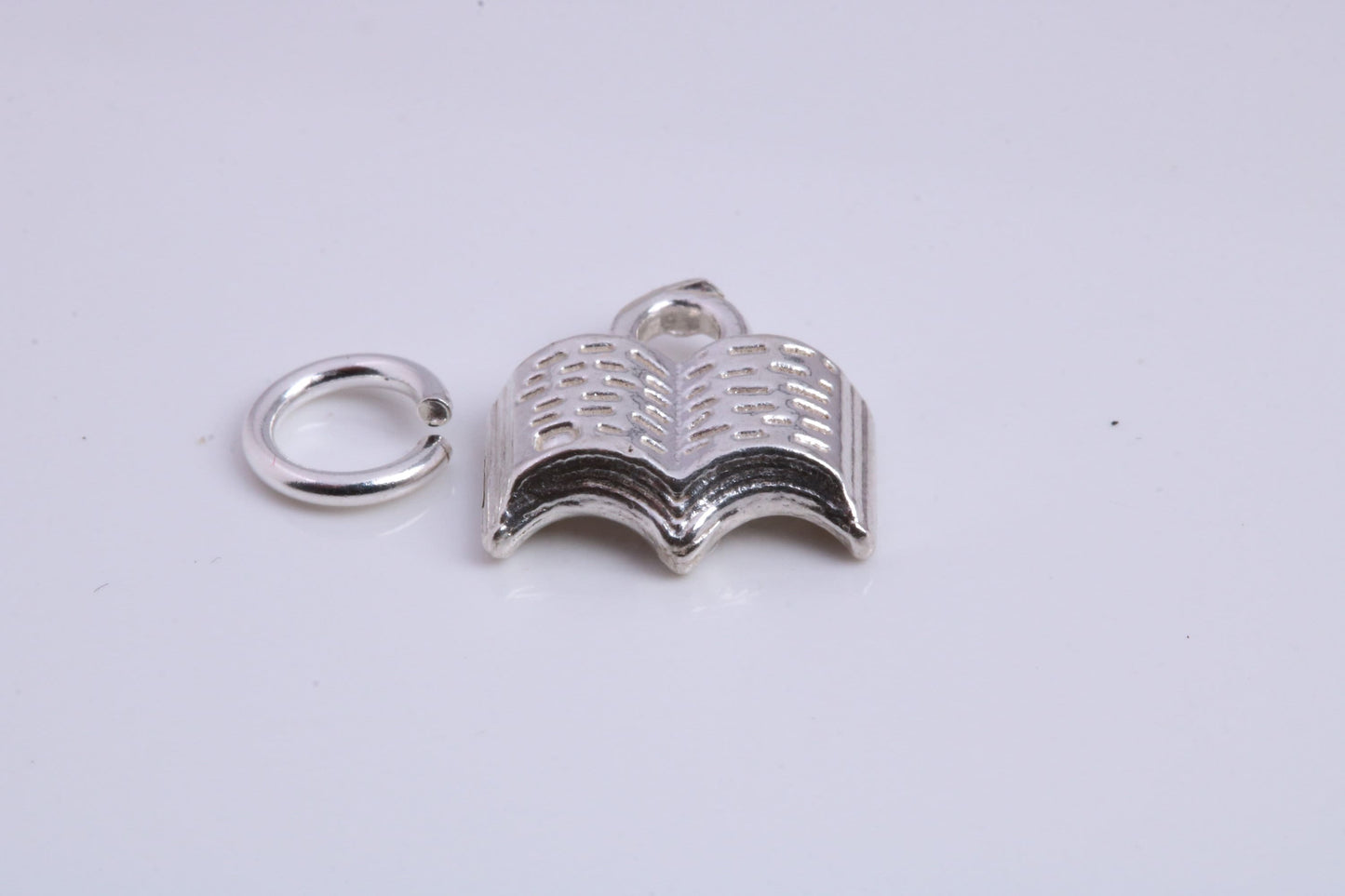 Book Charm, Traditional Charm, Made from Solid 925 Grade Sterling Silver, Complete with Attachment Link