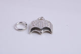Book Charm, Traditional Charm, Made from Solid 925 Grade Sterling Silver, Complete with Attachment Link