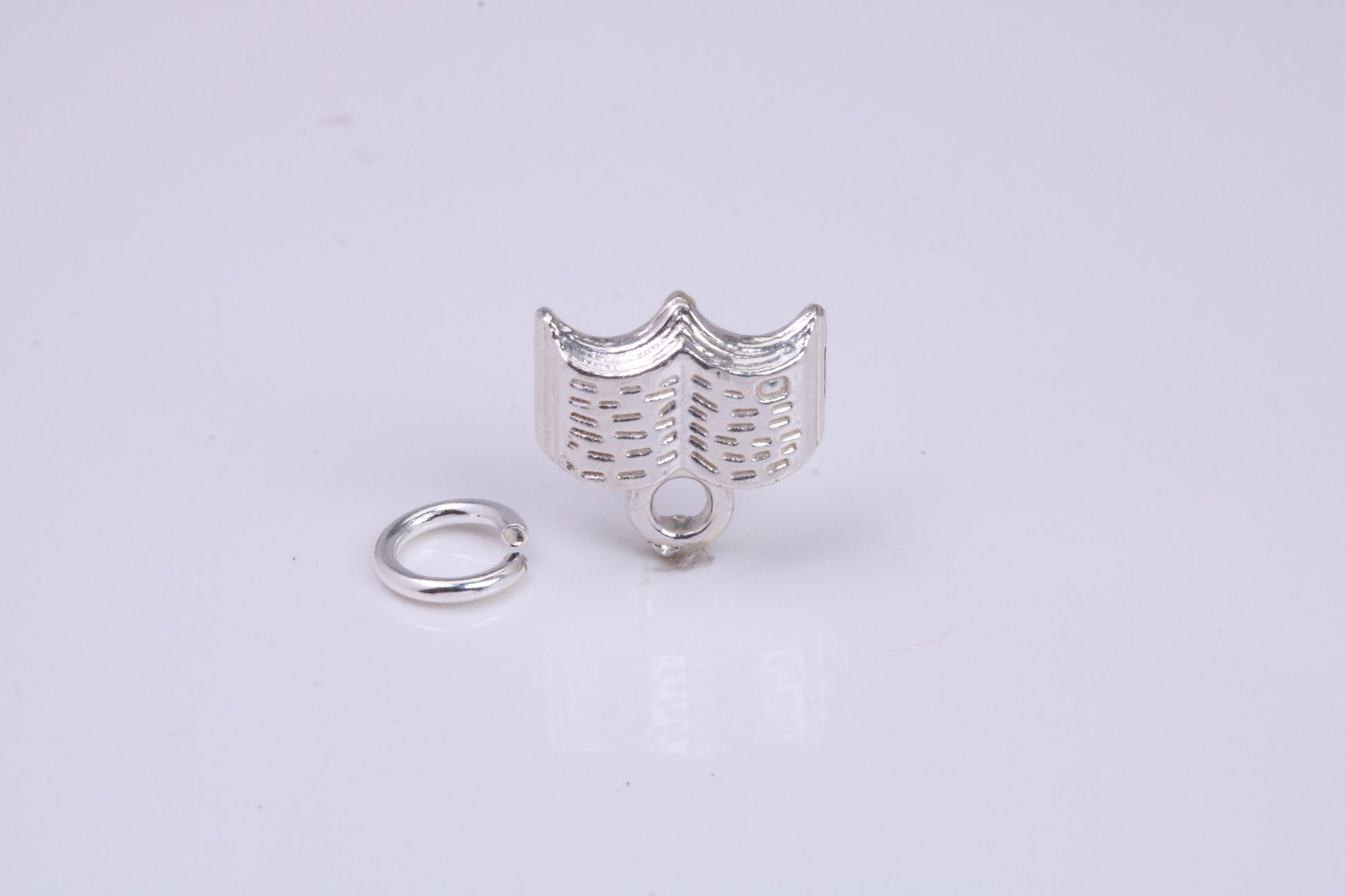 Book Charm, Traditional Charm, Made from Solid 925 Grade Sterling Silver, Complete with Attachment Link
