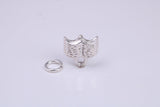 Book Charm, Traditional Charm, Made from Solid 925 Grade Sterling Silver, Complete with Attachment Link