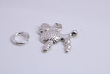 Poodle Dog Charm, Traditional Charm, Made from Solid 925 Grade Sterling Silver, Complete with Attachment Link