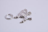 Poodle Dog Charm, Traditional Charm, Made from Solid 925 Grade Sterling Silver, Complete with Attachment Link