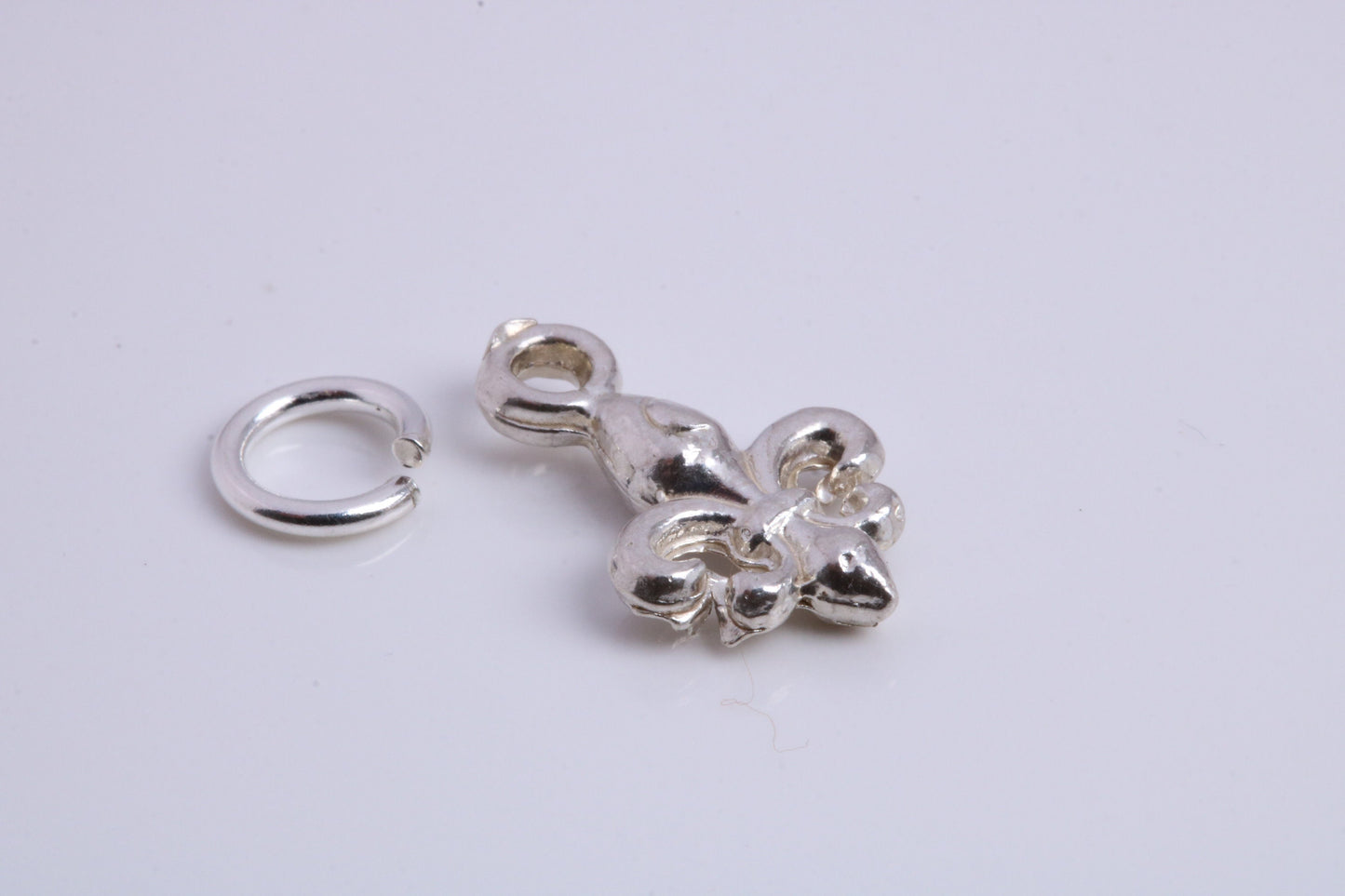 Fleur De Lis Charm, Traditional Charm, Made from Solid 925 Grade Sterling Silver, Complete with Attachment Link