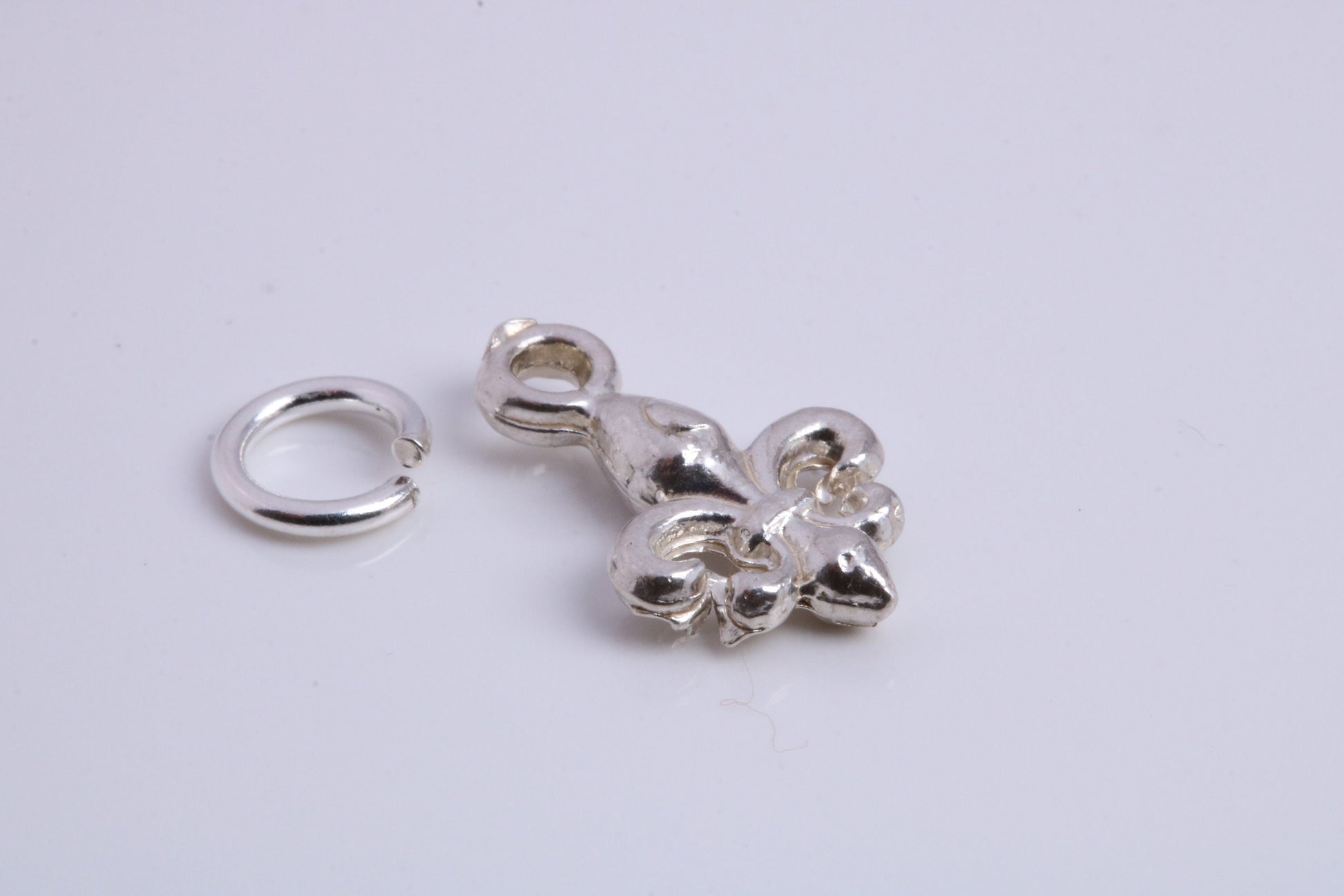 Fleur De Lis Charm, Traditional Charm, Made from Solid 925 Grade Sterling Silver, Complete with Attachment Link