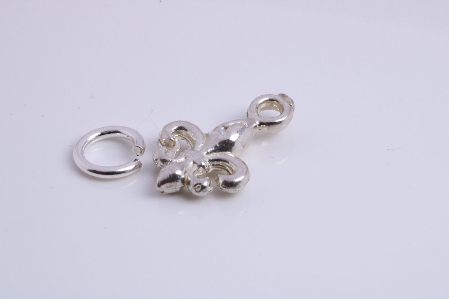 Fleur De Lis Charm, Traditional Charm, Made from Solid 925 Grade Sterling Silver, Complete with Attachment Link