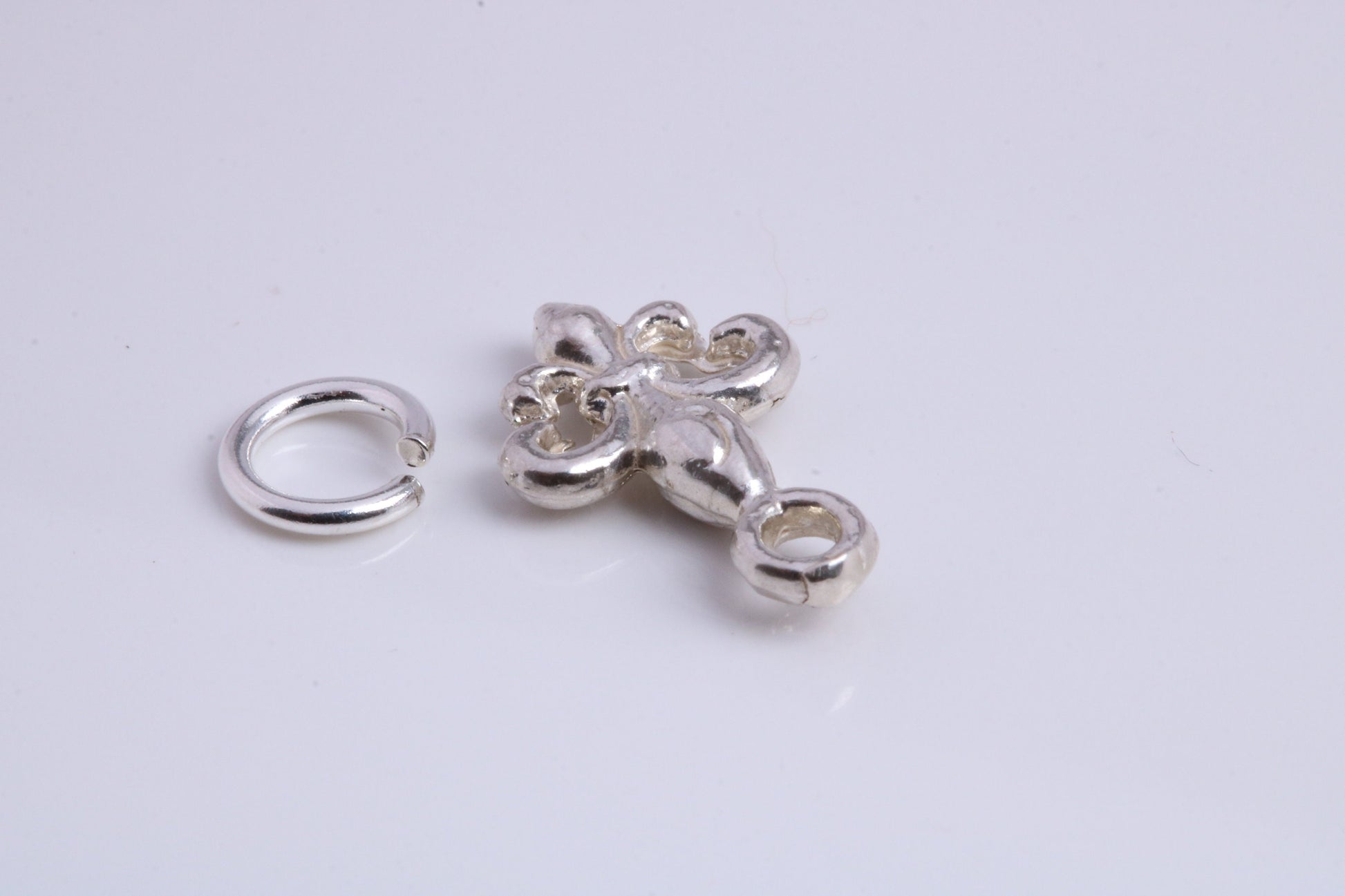 Fleur De Lis Charm, Traditional Charm, Made from Solid 925 Grade Sterling Silver, Complete with Attachment Link