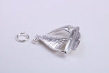 Sailing Boat Charm, Traditional Charm, Made from Solid 925 Grade Sterling Silver, Complete with Attachment Link