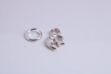 Moon and Star Charm, Traditional Charm, Made from Solid 925 Grade Sterling Silver, Complete with Attachment Link