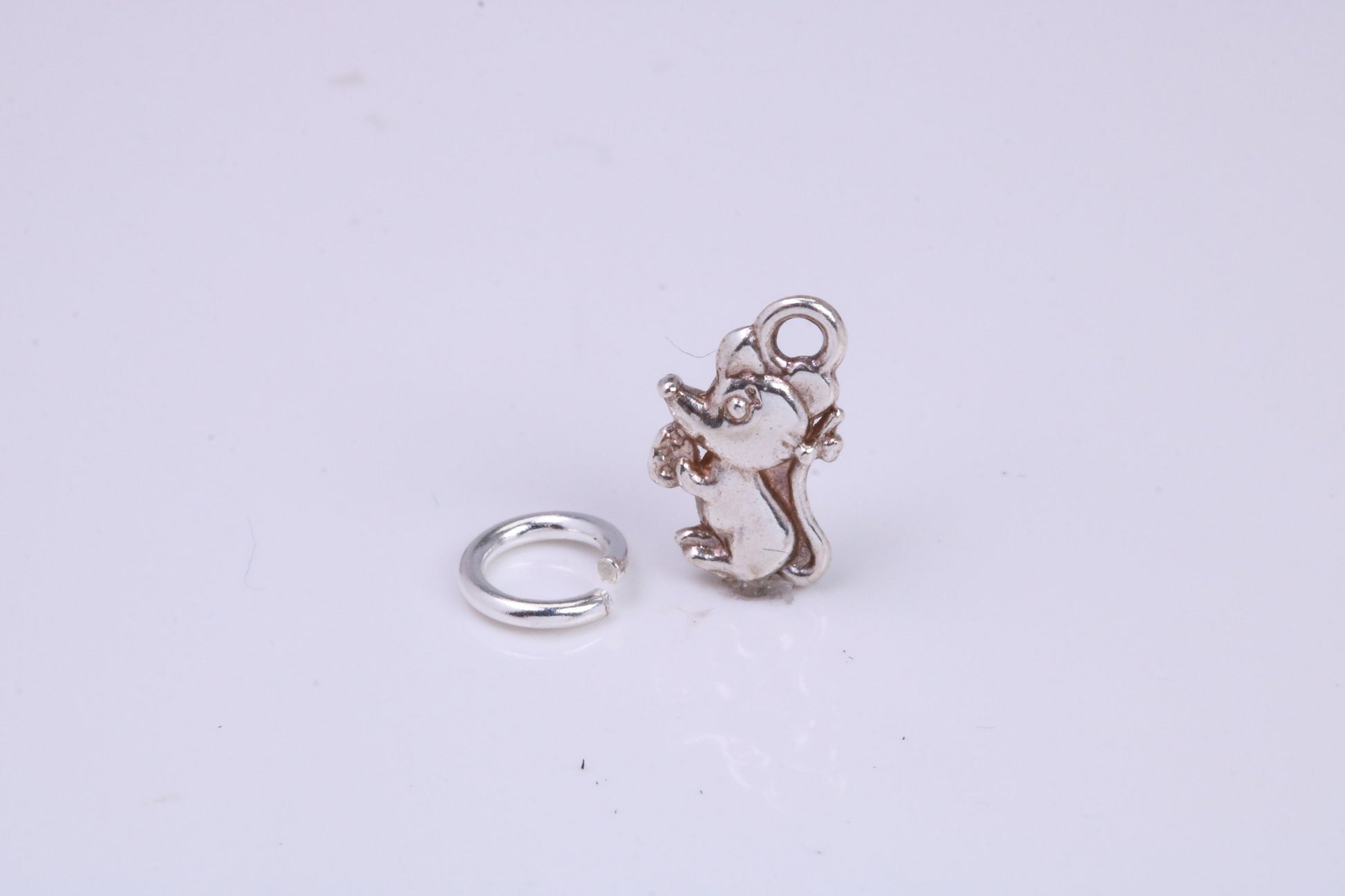 Mouse Charm, Traditional Charm, Made from Solid 925 Grade Sterling Silver, Complete with Attachment Link