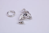 Dolphin Charm, Traditional Charm, Made from Solid 925 Grade Sterling Silver, Complete with Attachment Link