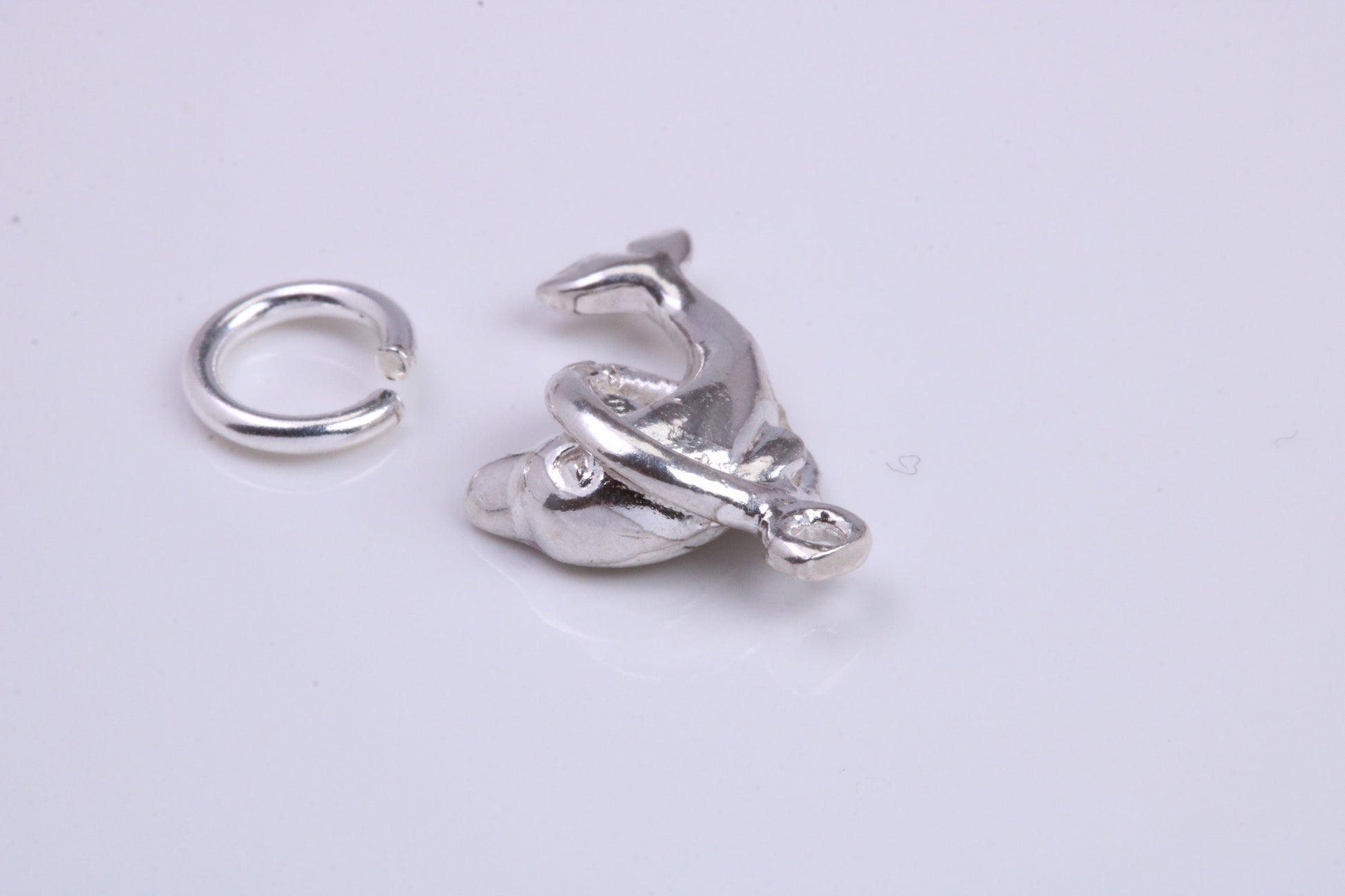 Dolphin Charm, Traditional Charm, Made from Solid 925 Grade Sterling Silver, Complete with Attachment Link