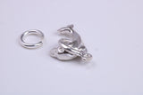 Dolphin Charm, Traditional Charm, Made from Solid 925 Grade Sterling Silver, Complete with Attachment Link