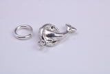 Dolphin Charm, Traditional Charm, Made from Solid 925 Grade Sterling Silver, Complete with Attachment Link