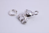 Teddy Bear Charm, Traditional Charm, Made from Solid 925 Grade Sterling Silver, Complete with Attachment Link