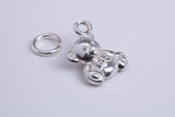 Teddy Bear Charm, Traditional Charm, Made from Solid 925 Grade Sterling Silver, Complete with Attachment Link