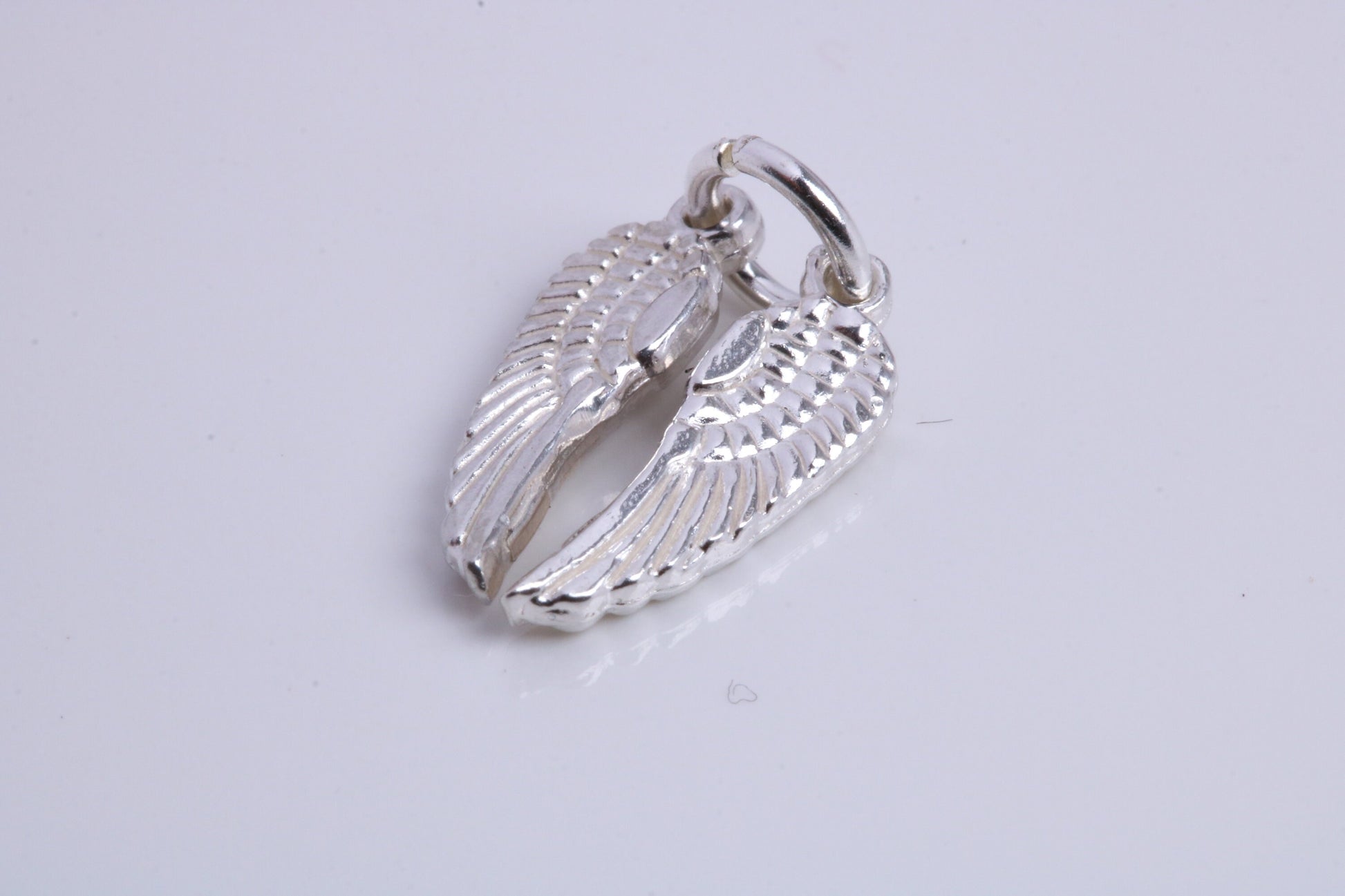 Wings Charm, Traditional Charm, Made from Solid 925 Grade Sterling Silver, Complete with Attachment Link