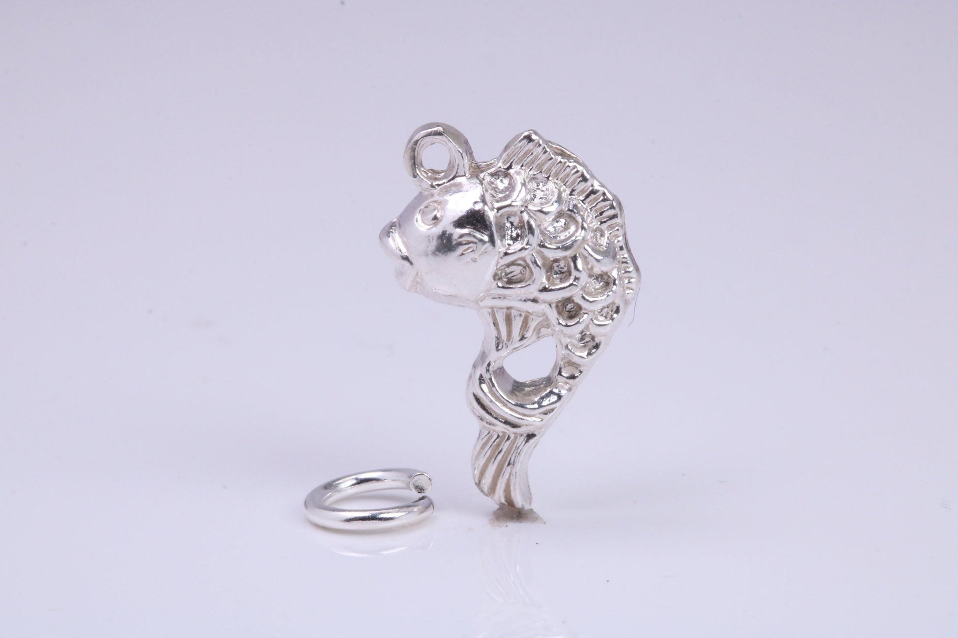 Fish Charm, Traditional Charm, Made from Solid 925 Grade Sterling Silver, Complete with Attachment Link