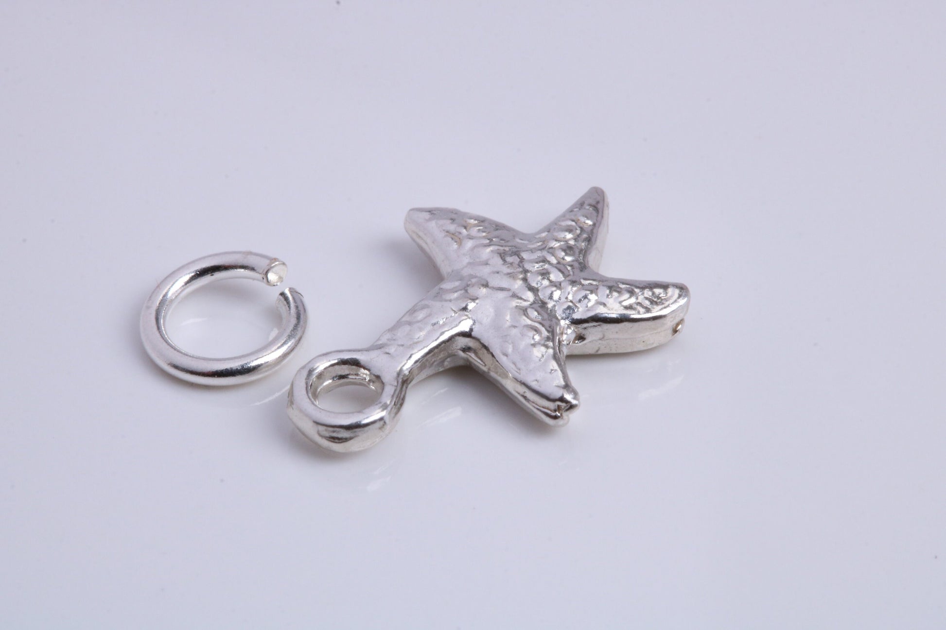 Star Fish Charm, Traditional Charm, Made from Solid 925 Grade Sterling Silver, Complete with Attachment Link