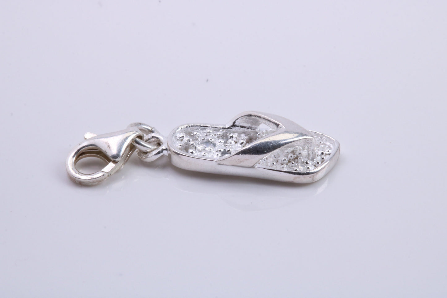 C Z set Sandal Charm, Traditional Charm, Made from Solid 925 Grade Sterling Silver, Complete with Attachment Link