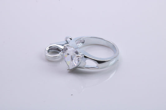 Engagement Ring Charm, Traditional Charm, Made from Solid 925 Grade Sterling Silver, Complete with Attachment Link