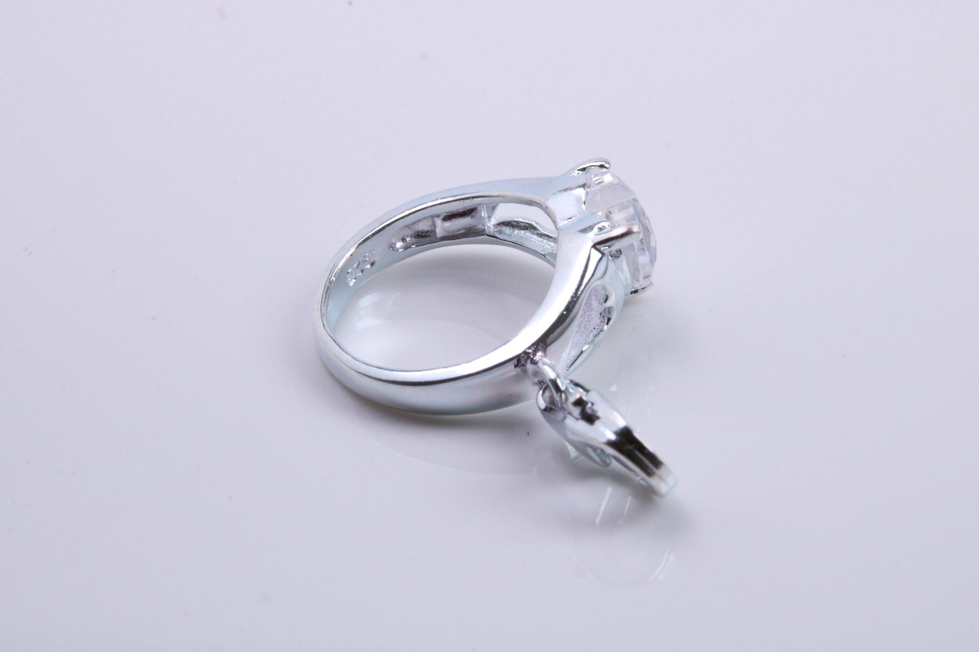Engagement Ring Charm, Traditional Charm, Made from Solid 925 Grade Sterling Silver, Complete with Attachment Link