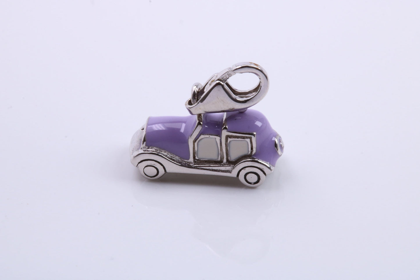 Car Charm, Traditional Charm, Made from Solid 925 Grade Sterling Silver, Complete with Attachment Link