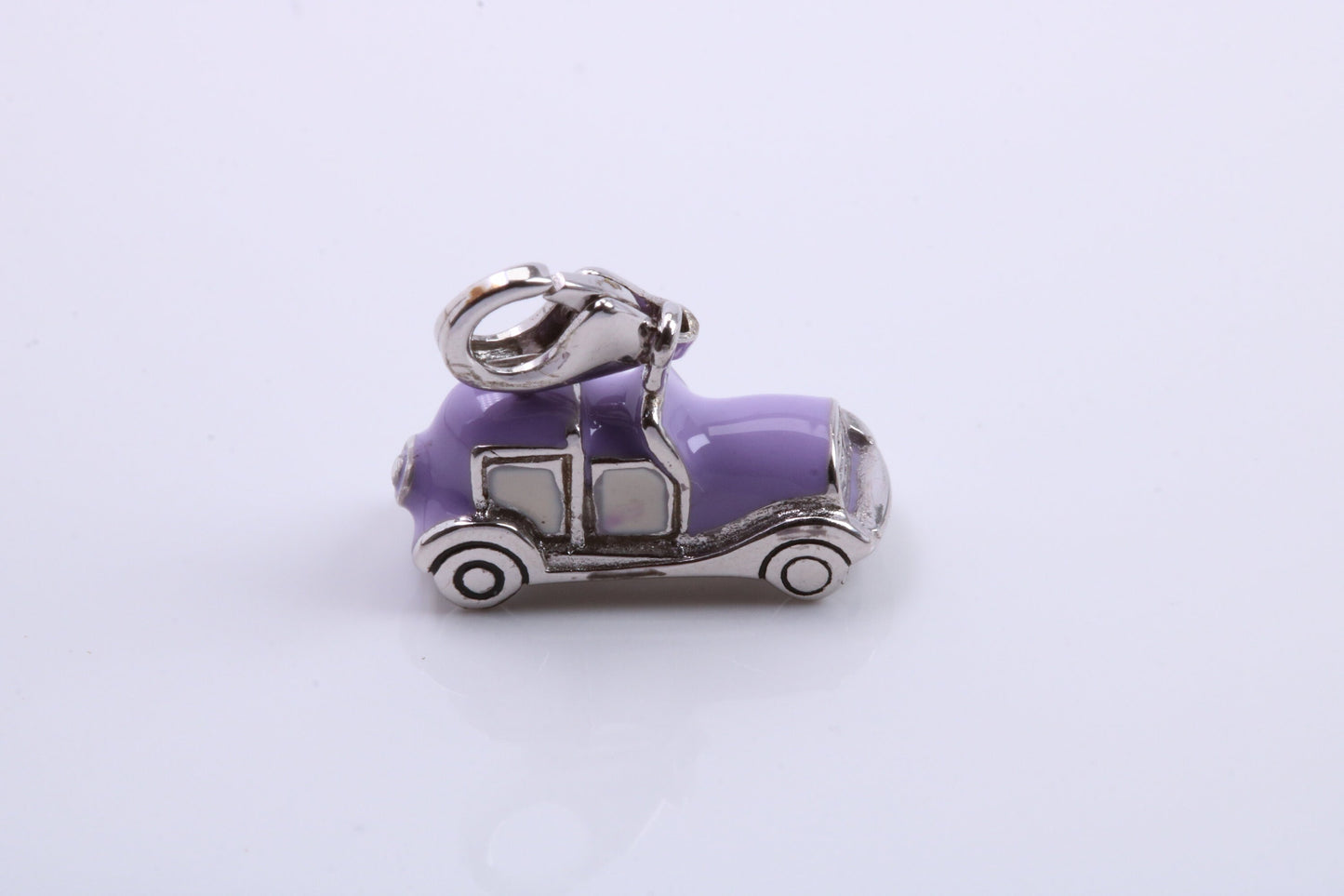 Car Charm, Traditional Charm, Made from Solid 925 Grade Sterling Silver, Complete with Attachment Link