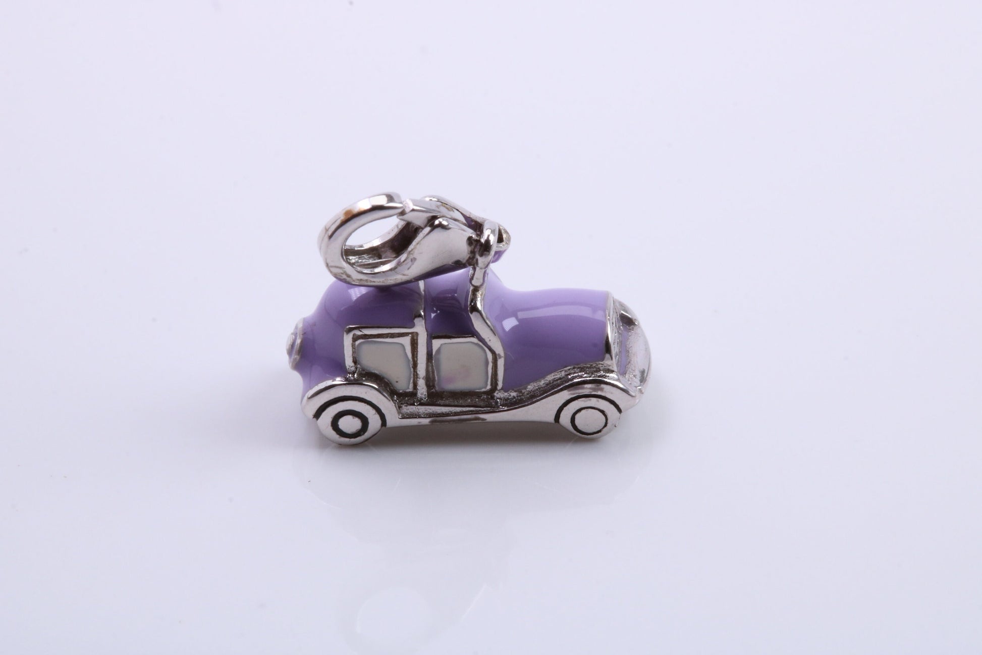 Car Charm, Traditional Charm, Made from Solid 925 Grade Sterling Silver, Complete with Attachment Link