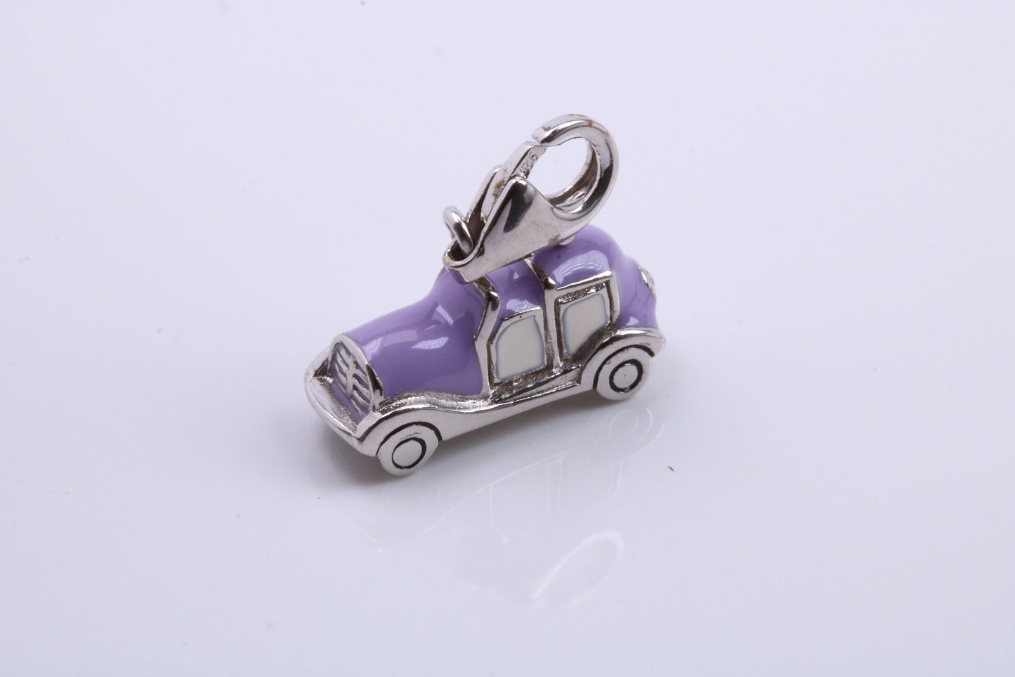 Car Charm, Traditional Charm, Made from Solid 925 Grade Sterling Silver, Complete with Attachment Link