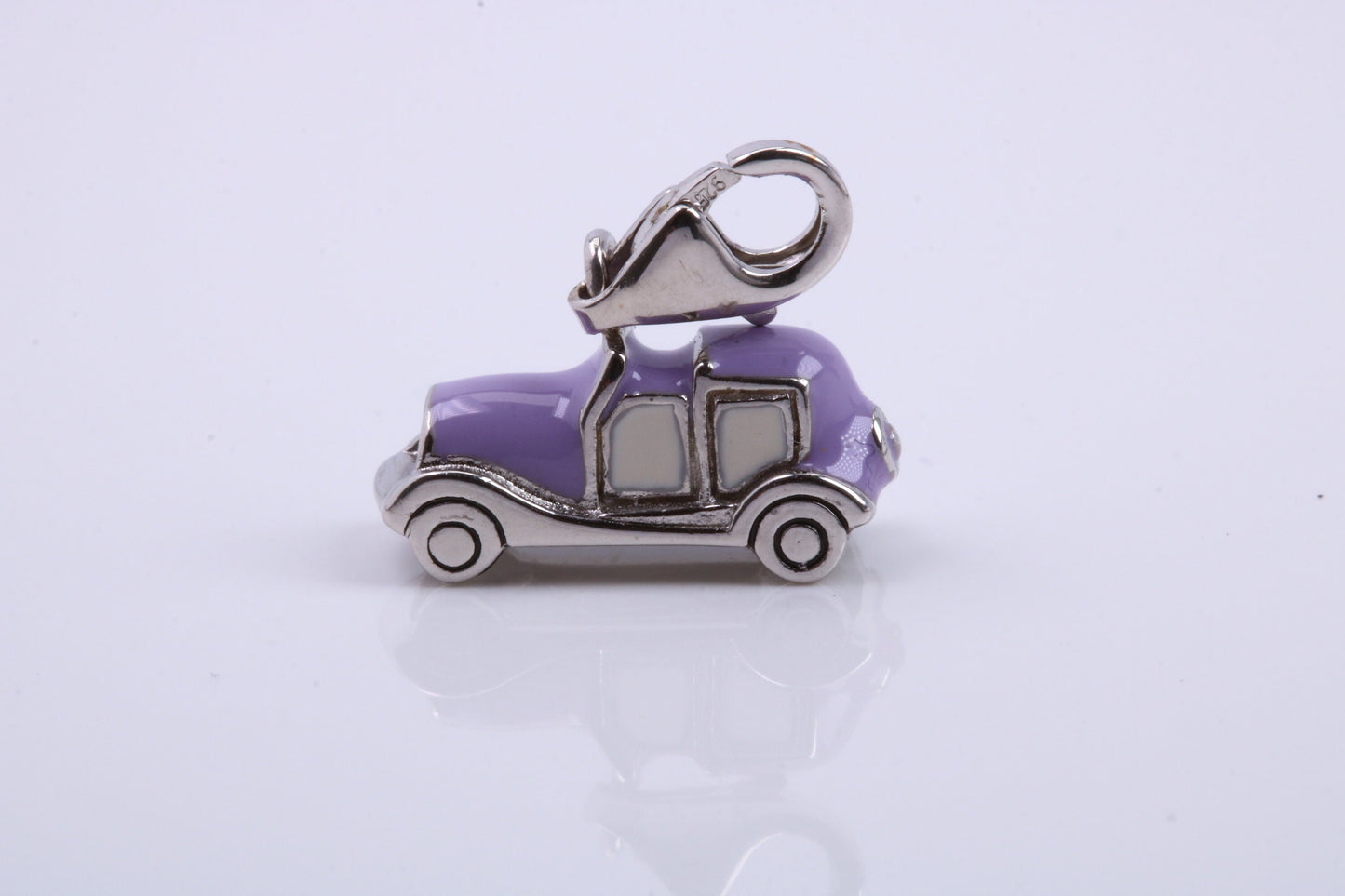 Car Charm, Traditional Charm, Made from Solid 925 Grade Sterling Silver, Complete with Attachment Link