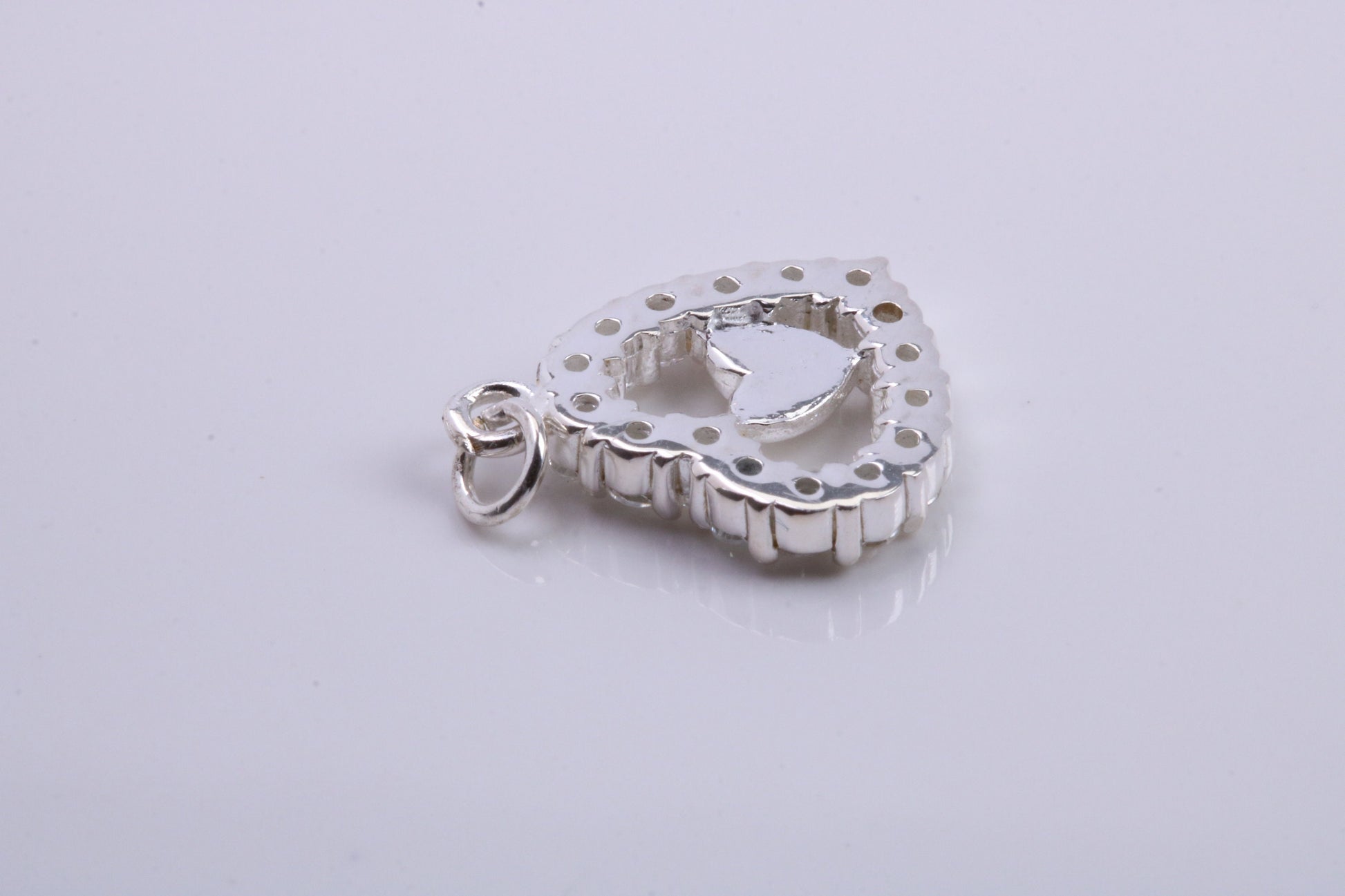 Love Heart Charm, Traditional Charm, Made from Solid 925 Grade Sterling Silver, Complete with Attachment Link